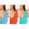 imageODODOS 3Pack Seamless Racerback Crop Tank for Women Ribbed Knit Soft Crop TopsAquaorangecyan Blue