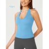 imageODODOS 3Pack Seamless Racerback Crop Tank for Women Ribbed Knit Soft Crop TopsAquaorangecyan Blue