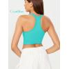 imageODODOS 3Pack Seamless Racerback Crop Tank for Women Ribbed Knit Soft Crop TopsAquaorangecyan Blue