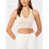 imageODODOS 3Pack Seamless Racerback Crop Tank for Women Ribbed Knit Soft Crop TopsIvorydusty Bluesphinx