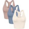 imageODODOS 3Pack Seamless Racerback Crop Tank for Women Ribbed Knit Soft Crop TopsIvorydusty Bluesphinx