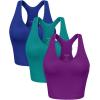 imageODODOS 3Pack Seamless Racerback Crop Tank for Women Ribbed Knit Soft Crop TopsPhloxsea Greenlapis