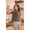 imageODODOS Modal Soft Short Sleeve Shirts for Women Crew Neck Yoga Tee Casual Workout TopsBrown