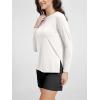 imageODODOS Womens PeachSoft Boat Neck Long Sleeve Shirt Side Slit Relaxed Fit Casual Top for Yoga ampamp LoungeMilk White