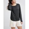 imageODODOS Womens PeachSoft HollowBack Long Sleeve Shirt with Thumb Holes Yoga ampamp Lounge TopBlack