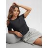 imageODODOS Womens Performance Cropped Tee Ultra Soft Stratum Tech Short Sleeve Relaxed Top Crew Neck TShirtsBlack Heather