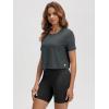 imageODODOS Womens Performance Cropped Tee Ultra Soft Stratum Tech Short Sleeve Relaxed Top Crew Neck TShirtsCharcoal Heather