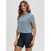 imageODODOS Womens Performance Cropped Tee Ultra Soft Stratum Tech Short Sleeve Relaxed Top Crew Neck TShirtsDusty Blue Heather