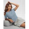 imageODODOS Womens Performance Cropped Tee Ultra Soft Stratum Tech Short Sleeve Relaxed Top Crew Neck TShirtsDusty Blue Heather