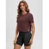 imageODODOS Womens Performance Cropped Tee Ultra Soft Stratum Tech Short Sleeve Relaxed Top Crew Neck TShirtsJava Heather