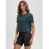 imageODODOS Womens Performance Cropped Tee Ultra Soft Stratum Tech Short Sleeve Relaxed Top Crew Neck TShirtsNavy Heather
