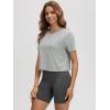 imageODODOS Womens Performance Cropped Tee Ultra Soft Stratum Tech Short Sleeve Relaxed Top Crew Neck TShirtsPale Grey Heather