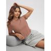 imageODODOS Womens Performance Cropped Tee Ultra Soft Stratum Tech Short Sleeve Relaxed Top Crew Neck TShirtsTamarind Heather