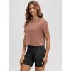imageODODOS Womens Performance Cropped Tee Ultra Soft Stratum Tech Short Sleeve Relaxed Top Crew Neck TShirtsTamarind Heather