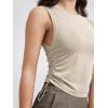 imageODODOS Womens Side Ruched Muscle Tee PeachSoft Sleeveless Shirts Crew Neck Tank TopsBeige