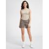 imageODODOS Womens Side Ruched Muscle Tee PeachSoft Sleeveless Shirts Crew Neck Tank TopsBeige