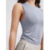 imageODODOS Womens Side Ruched Muscle Tee PeachSoft Sleeveless Shirts Crew Neck Tank TopsGrey Blue