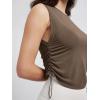imageODODOS Womens Side Ruched Muscle Tee PeachSoft Sleeveless Shirts Crew Neck Tank TopsNutria