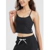 imageODODOS Womens Slim Racerback Cropped Tank  Stratum Tech Sports Bra Ultra Soft UPF 50 Cami Top with Builtin BraBlack Heather