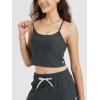 imageODODOS Womens Slim Racerback Cropped Tank  Stratum Tech Sports Bra Ultra Soft UPF 50 Cami Top with Builtin BraCharcoal Heather