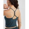 imageODODOS Womens Slim Racerback Cropped Tank  Stratum Tech Sports Bra Ultra Soft UPF 50 Cami Top with Builtin BraNavy Heather