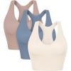 imageODODOS 3Pack Seamless Racerback Crop Tank for Women Ribbed Knit Soft Crop TopsIvorydusty Bluesphinx