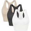 imageODODOS 3Pack Seamless Racerback Crop Tank for Women Ribbed Knit Soft Crop TopsWhitecharcoalmushroom
