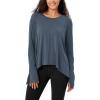 imageODODOS Womens Modal Soft Long Sleeve Tee with Thumb Hole Athletic Gym Workout Tops Yoga ShirtsDark Bluewashed