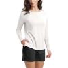 imageODODOS Womens PeachSoft Boat Neck Long Sleeve Shirt Side Slit Relaxed Fit Casual Top for Yoga ampamp LoungeMilk White
