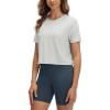 imageODODOS Womens Performance Cropped Tee Ultra Soft Stratum Tech Short Sleeve Relaxed Top Crew Neck TShirtsSalt Heather