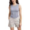 imageODODOS Womens Side Ruched Muscle Tee PeachSoft Sleeveless Shirts Crew Neck Tank TopsGrey Blue