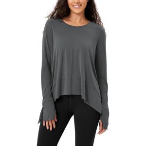 imageODODOS Womens Modal Soft Long Sleeve Tee with Thumb Hole Athletic Gym Workout Tops Yoga ShirtsDark Greywashed