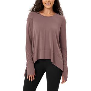 imageODODOS Womens Modal Soft Long Sleeve Tee with Thumb Hole Athletic Gym Workout Tops Yoga ShirtsDusty Rosewashed
