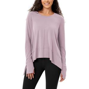 imageODODOS Womens Modal Soft Long Sleeve Tee with Thumb Hole Athletic Gym Workout Tops Yoga ShirtsLavenderwashed