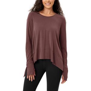 imageODODOS Womens Modal Soft Long Sleeve Tee with Thumb Hole Athletic Gym Workout Tops Yoga ShirtsSangriawashed