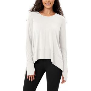 imageODODOS Womens Modal Soft Long Sleeve Tee with Thumb Hole Athletic Gym Workout Tops Yoga ShirtsWhitewashed
