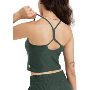 imageODODOS Womens Slim Racerback Cropped Tank  Stratum Tech Sports Bra Ultra Soft UPF 50 Cami Top with Builtin BraAspen Heather