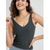 imageODODOS Cloud Feeling Tank Bra for Women U Back Wirefree Longline Sports Bra Yoga Crop TopCharcoal Heather