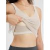 imageODODOS Cloud Feeling Tank Bra for Women U Back Wirefree Longline Sports Bra Yoga Crop TopEcru Heather