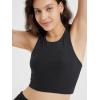 imageODODOS Racerback Tank Bra for Women High Neck Non Padded Medium Support Sports Bra Workout Yoga Crop TopsBlack Heather