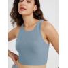 imageODODOS Racerback Tank Bra for Women High Neck Non Padded Medium Support Sports Bra Workout Yoga Crop TopsDusty Blue Heather