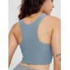 imageODODOS Racerback Tank Bra for Women High Neck Non Padded Medium Support Sports Bra Workout Yoga Crop TopsDusty Blue Heather