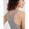 imageODODOS Racerback Tank Bra for Women High Neck Non Padded Medium Support Sports Bra Workout Yoga Crop TopsGrey Heather