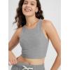 imageODODOS Racerback Tank Bra for Women High Neck Non Padded Medium Support Sports Bra Workout Yoga Crop TopsGrey Heather