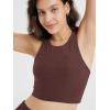 imageODODOS Racerback Tank Bra for Women High Neck Non Padded Medium Support Sports Bra Workout Yoga Crop TopsJava Heather