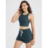 imageODODOS Racerback Tank Bra for Women High Neck Non Padded Medium Support Sports Bra Workout Yoga Crop TopsNavy Heather