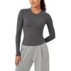 imageODODOS Thin Soft Long Sleeve Tee for Women Crew Neck Tops Lightweight Slim Fit TShirtsCharcoal