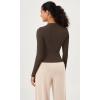 imageODODOS Thin Soft Long Sleeve Tee for Women Crew Neck Tops Lightweight Slim Fit TShirtsDark Brown