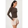 imageODODOS Thin Soft Long Sleeve Tee for Women Crew Neck Tops Lightweight Slim Fit TShirtsDark Brown