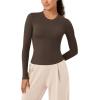 imageODODOS Thin Soft Long Sleeve Tee for Women Crew Neck Tops Lightweight Slim Fit TShirtsDark Brown
